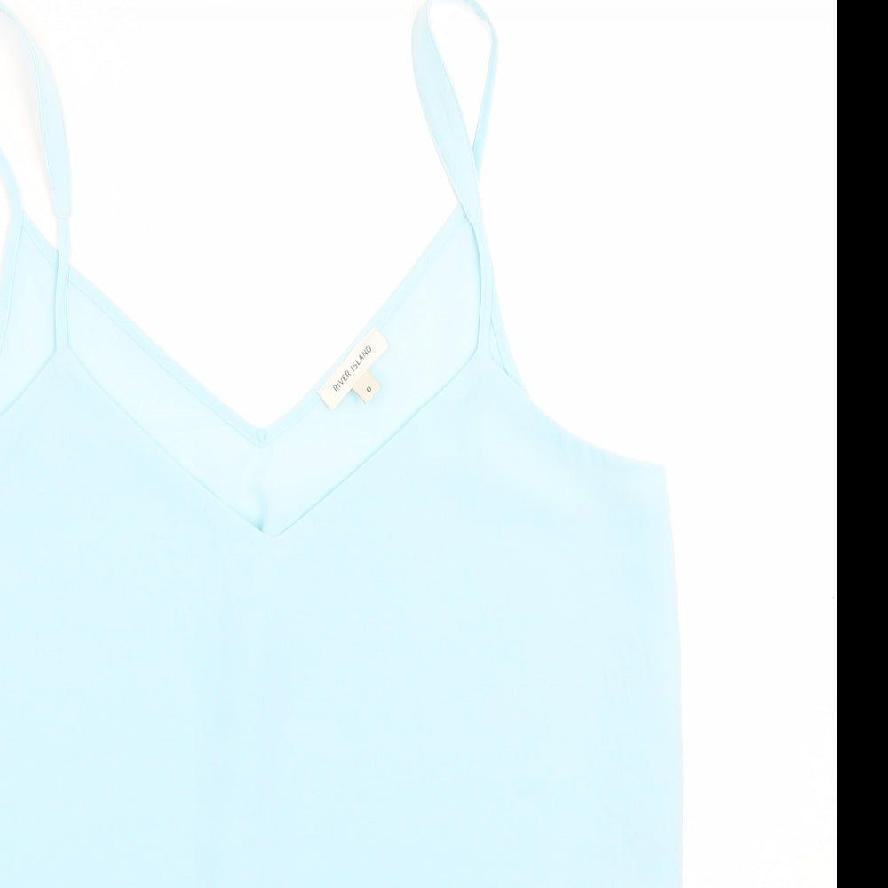 Womens UK Size 8 River Island Blue Basic Tank