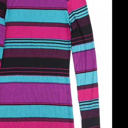 Preworn Womens Black Striped  A-Line  Size 8