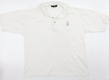 Antigua Mens White Batik   Polo Size L