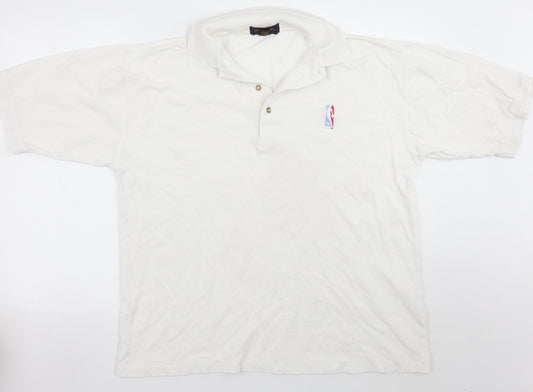 Antigua Mens White Batik   Polo Size L