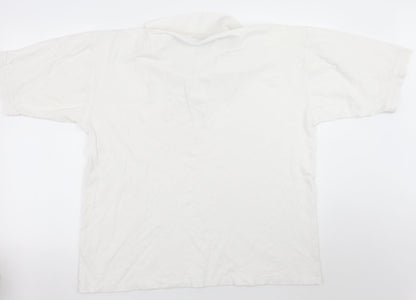 Antigua Mens White Batik   Polo Size L