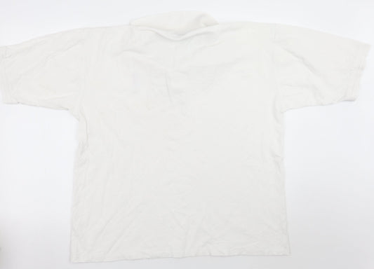 Antigua Mens White Batik   Polo Size L