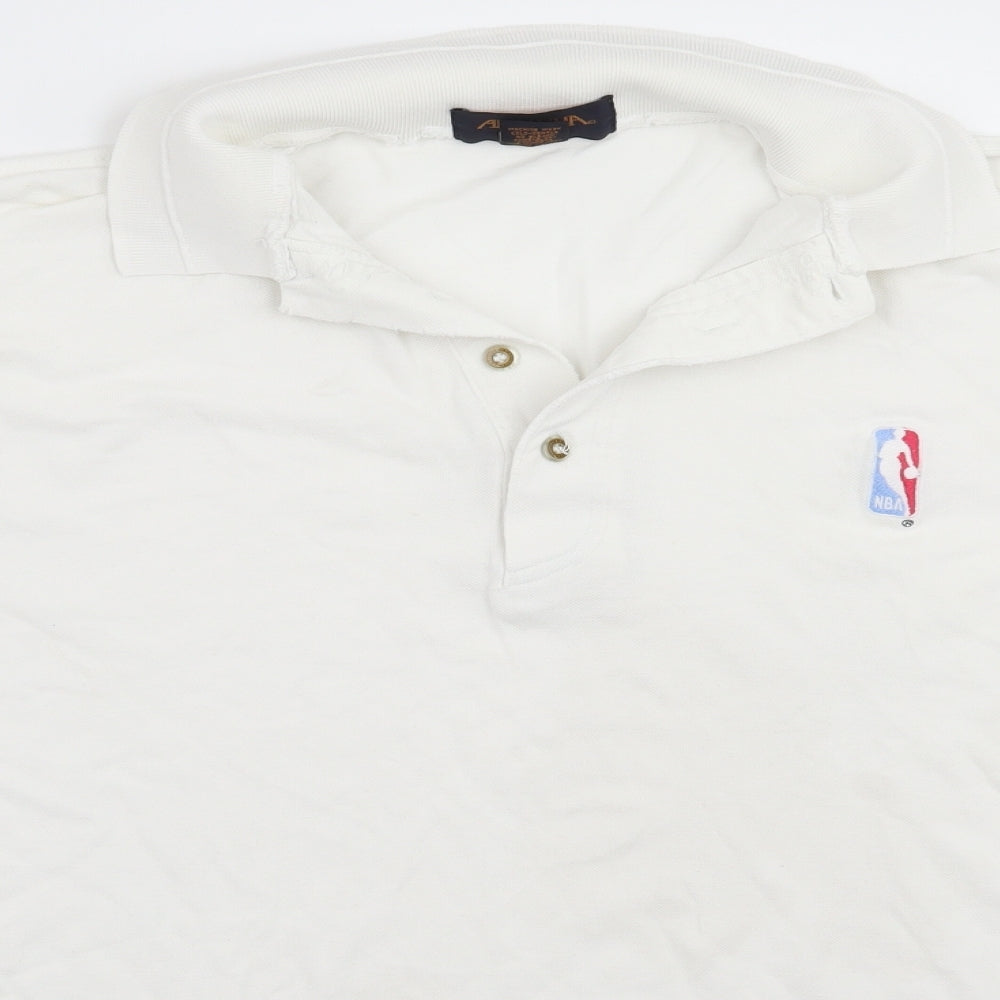 Antigua Mens White Batik   Polo Size L