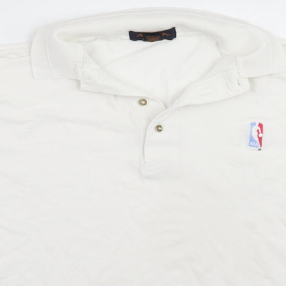 Antigua Mens White Batik   Polo Size L