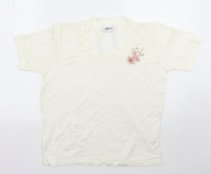 Womens UK Size 16 Afibel White Basic T-Shirt