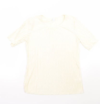 Womens UK Size 12 Preworn Ivory Basic T-Shirt