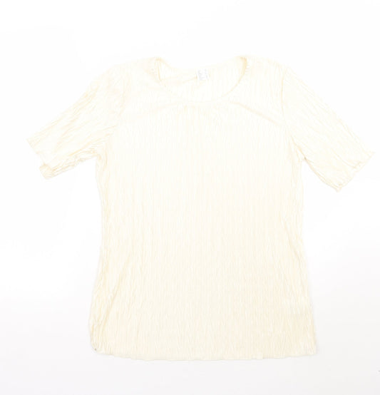 Womens UK Size 12 Preworn Ivory Basic T-Shirt