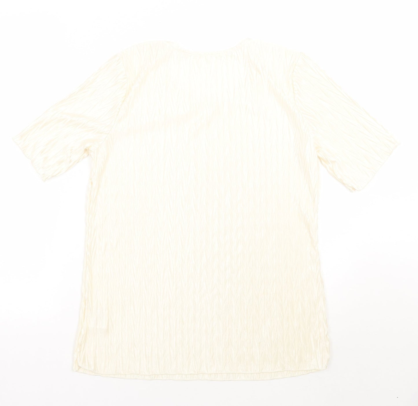 Womens UK Size 12 Preworn Ivory Basic T-Shirt