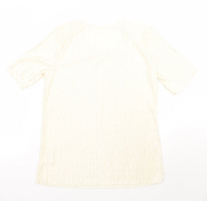 Womens UK Size 12 Preworn Ivory Basic T-Shirt