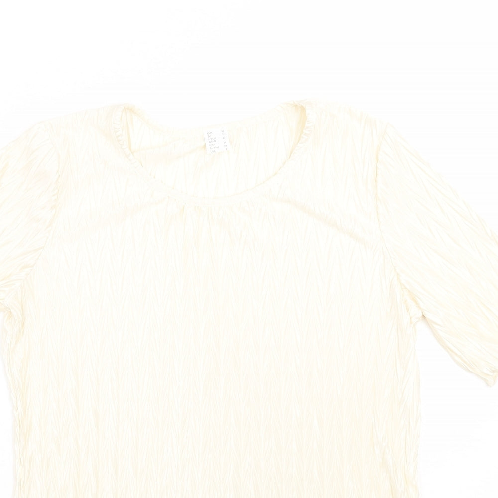 Womens UK Size 12 Preworn Ivory Basic T-Shirt