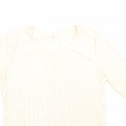 Womens UK Size 12 Preworn Ivory Basic T-Shirt