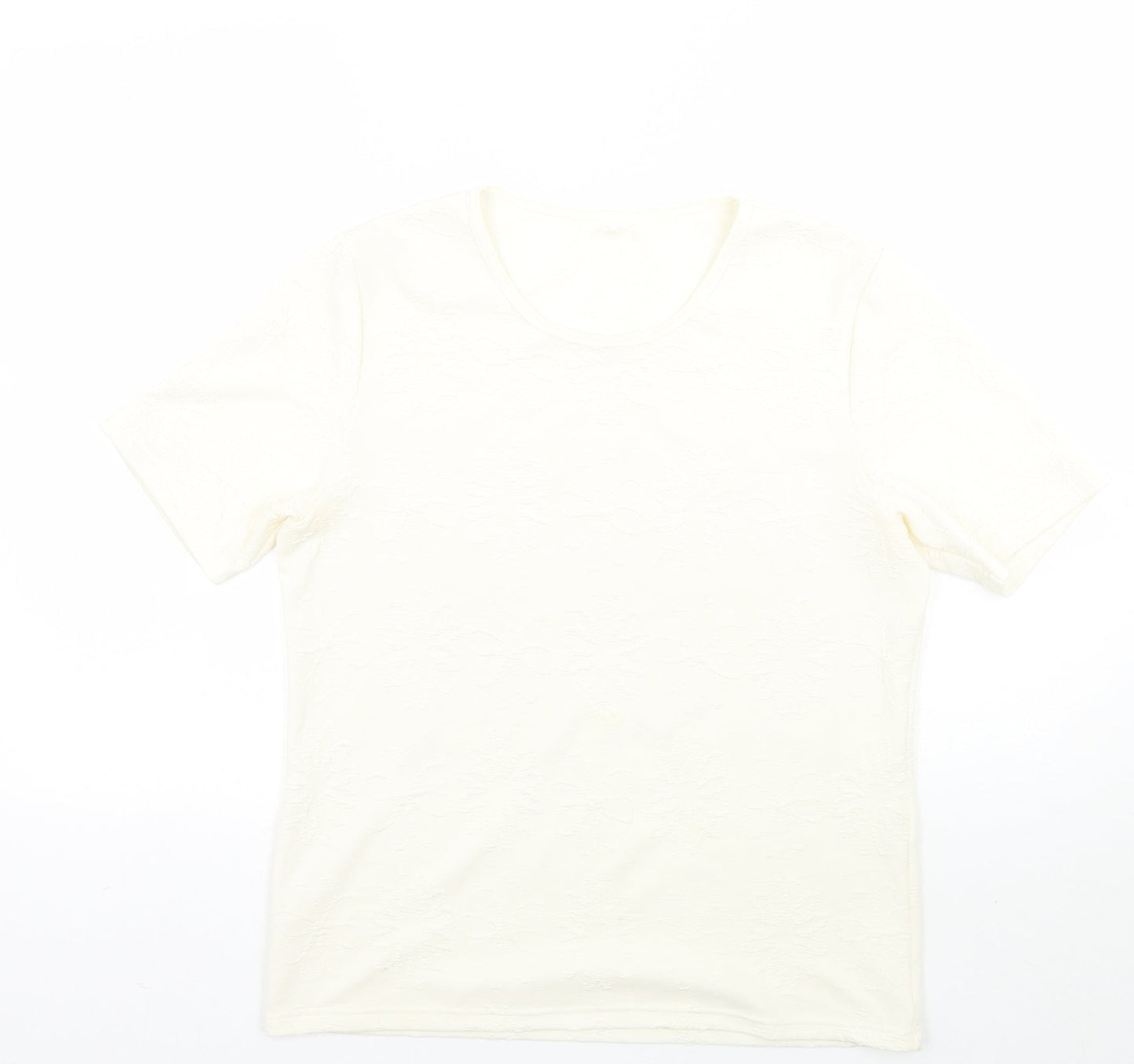 Womens UK Size 14 Preworn Ivory Basic T-Shirt