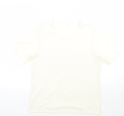 Womens UK Size 14 Preworn Ivory Basic T-Shirt