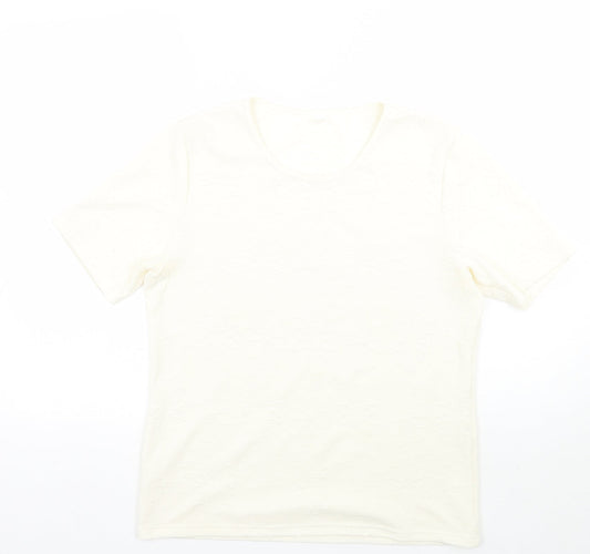 Womens UK Size 14 Preworn Ivory Basic T-Shirt