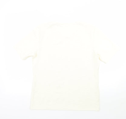 Womens UK Size 14 Preworn Ivory Basic T-Shirt