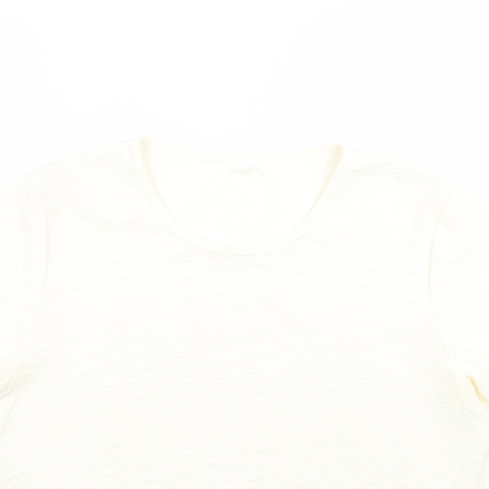 Womens UK Size 14 Preworn Ivory Basic T-Shirt