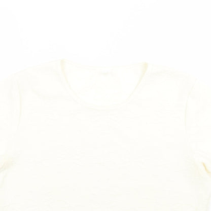 Womens UK Size 14 Preworn Ivory Basic T-Shirt