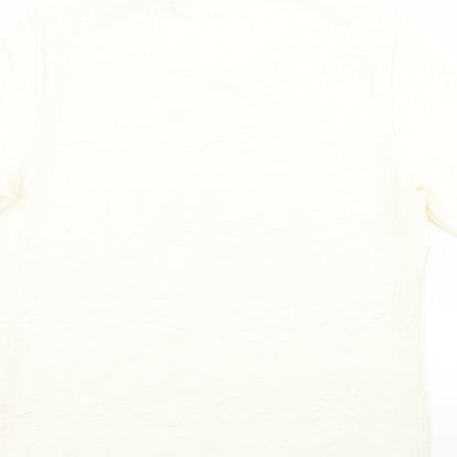 Womens UK Size 14 Preworn Ivory Basic T-Shirt