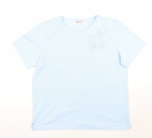Bonmarché Womens Blue Floral  Basic T-Shirt Size S