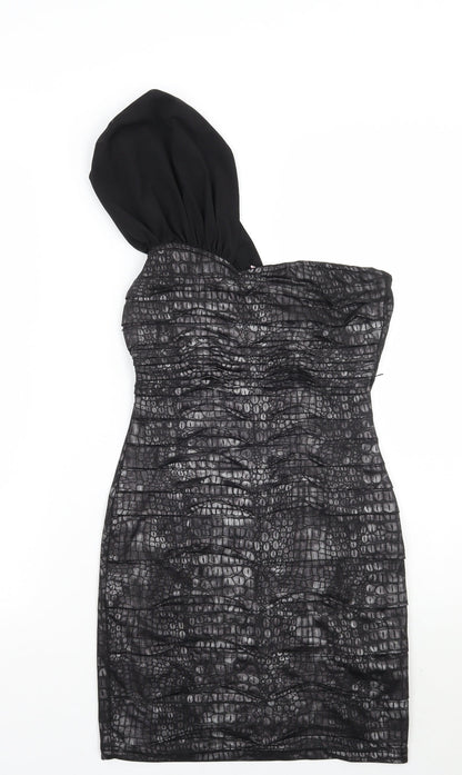 Lipsy Womens Black Animal Print  A-Line  Size 8