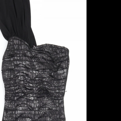 Lipsy Womens Black Animal Print  A-Line  Size 8