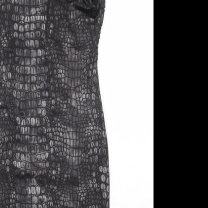 Lipsy Womens Black Animal Print  A-Line  Size 8