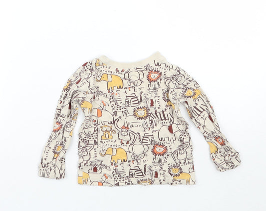 George Girls Beige Animal Print  Basic T-Shirt Size 3-6 Months