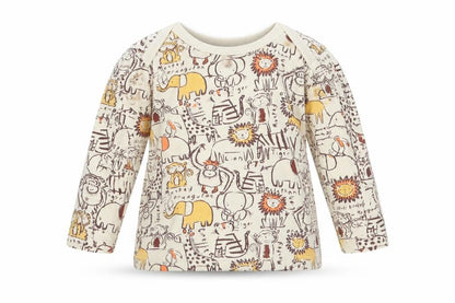 Front view of George girls’ beige animal print basic t-shirt, size 3-6, months