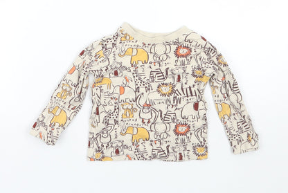 George Girls Beige Animal Print  Basic T-Shirt Size 3-6 Months
