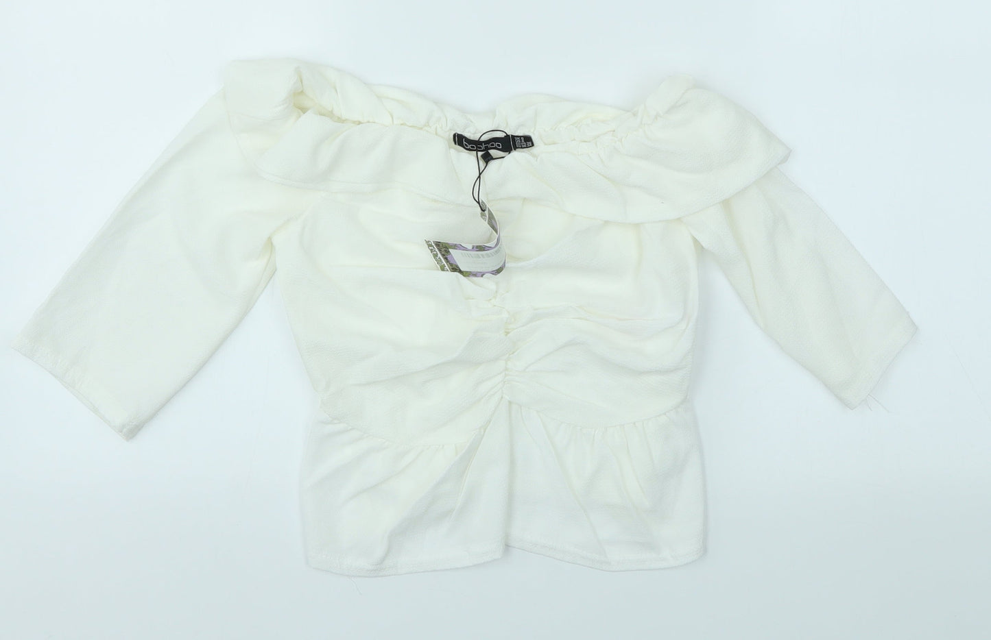 Boohoo Womens Ivory   Basic Blouse Size 8