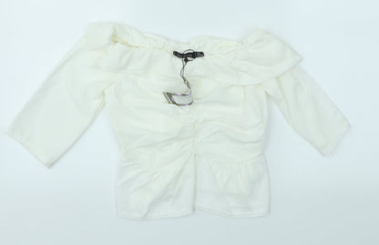 Boohoo Womens Ivory   Basic Blouse Size 8