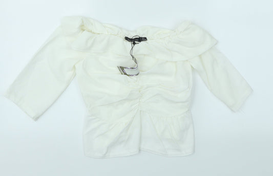 Boohoo Womens Ivory   Basic Blouse Size 8