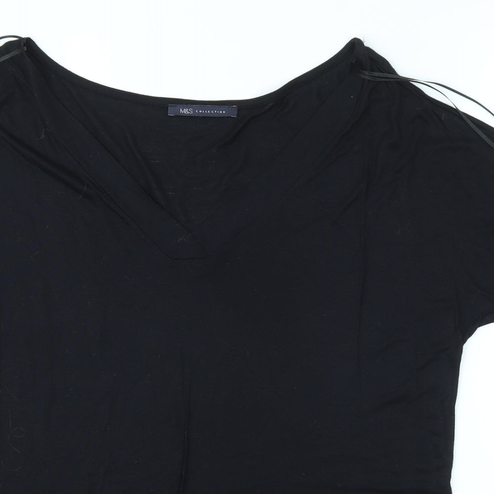 Womens UK Size 14 M&S Black Basic Polo