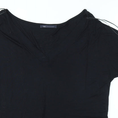 Womens UK Size 14 M&S Black Basic Polo