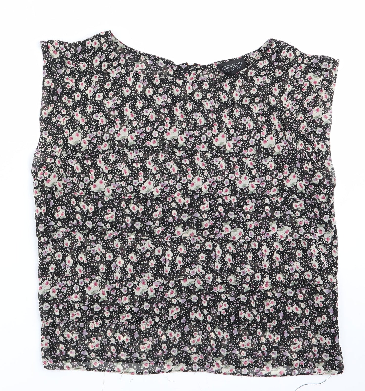 Womens UK Size 10 Topshop Black Basic Blouse