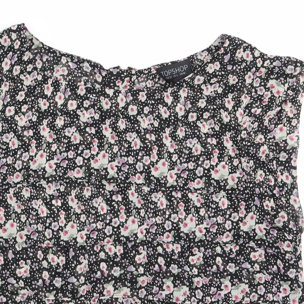 Womens UK Size 10 Topshop Black Basic Blouse