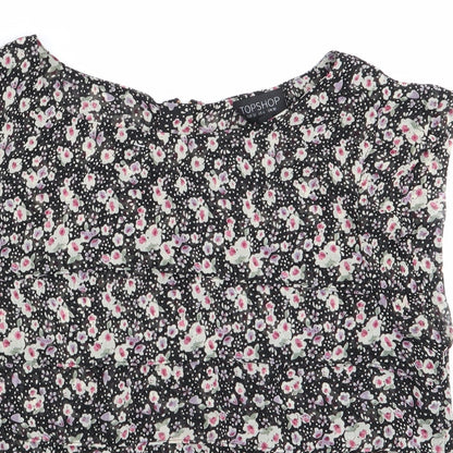 Womens UK Size 10 Topshop Black Basic Blouse