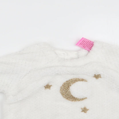 Isaac Mizrahi Girls White Floral  Pullover Jumper Size 12-18 Months  - Faux Skirt Trim