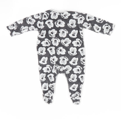 Disney Baby at George Boys Grey Animal Print  Romper One-Piece Size 0-3 Months  - Mickey Mouse