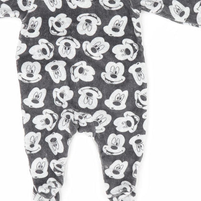 Disney Baby at George Boys Grey Animal Print  Romper One-Piece Size 0-3 Months  - Mickey Mouse