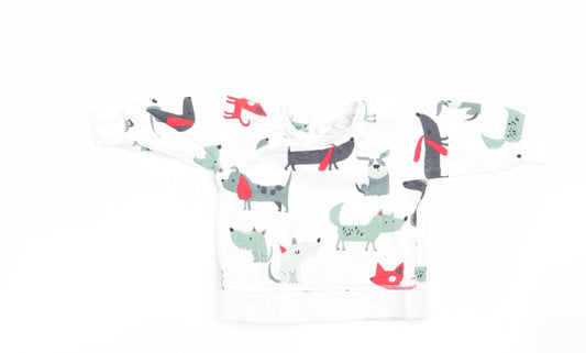 NEXT Boys White Animal Print  Pullover Jumper Size 0-3 Months