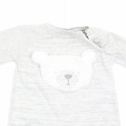 George Boys Green Animal Print  Romper One-Piece Size 0-3 Months  - Teddy Bear Face