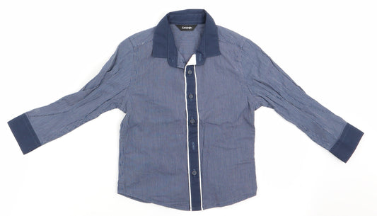 George Boys Blue Striped  Basic Button-Up Size 18-24 Months
