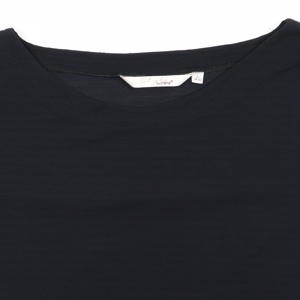 Womens UK Size 18 Style by EWM Black Tunic T-Shirt