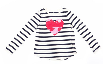 Gap Girls Blue Striped  Basic Casual Size L