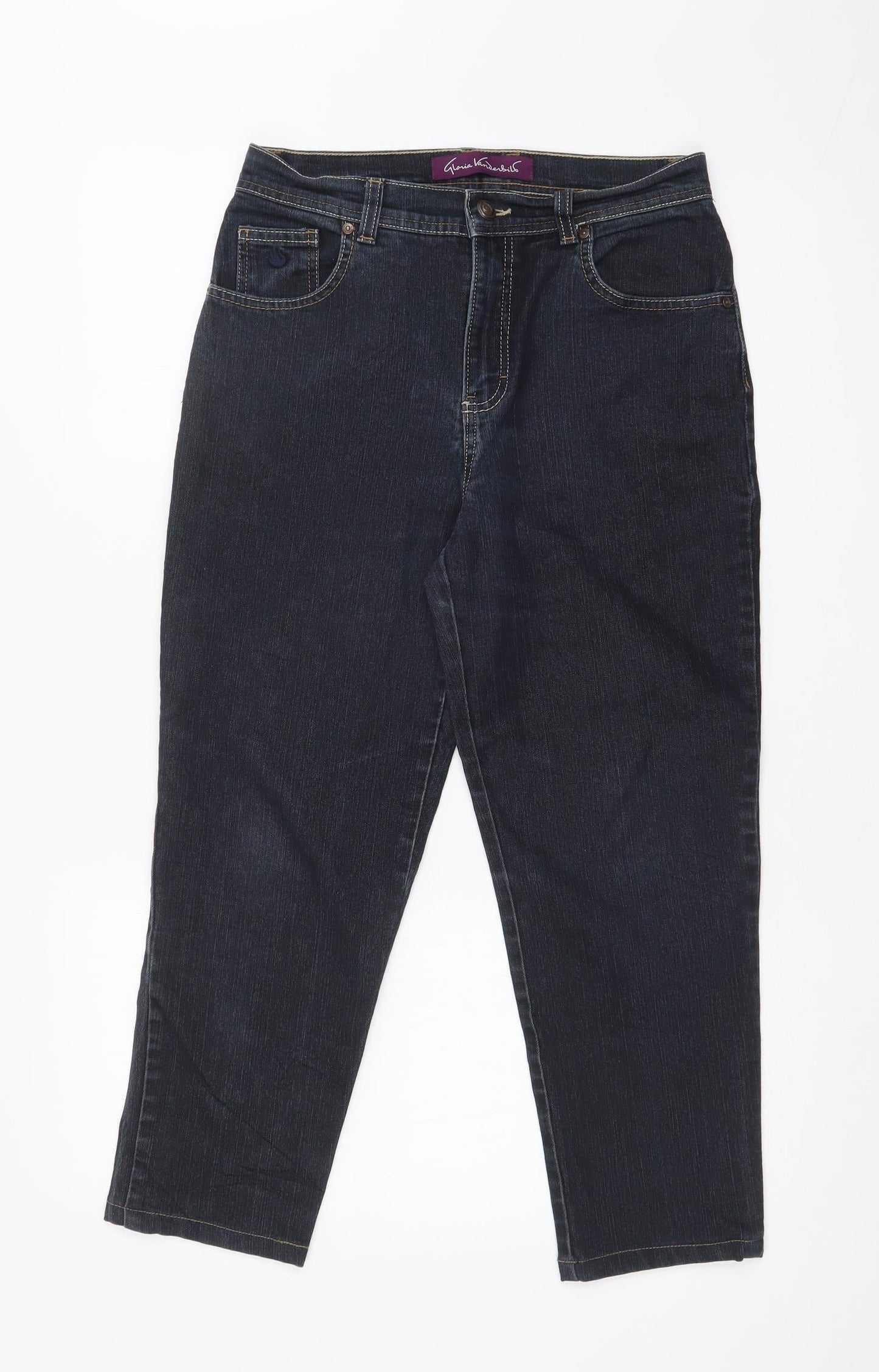 Womens UK Size 8 Gloria Vanderbilt Regular Fit Straight Blue Jeans