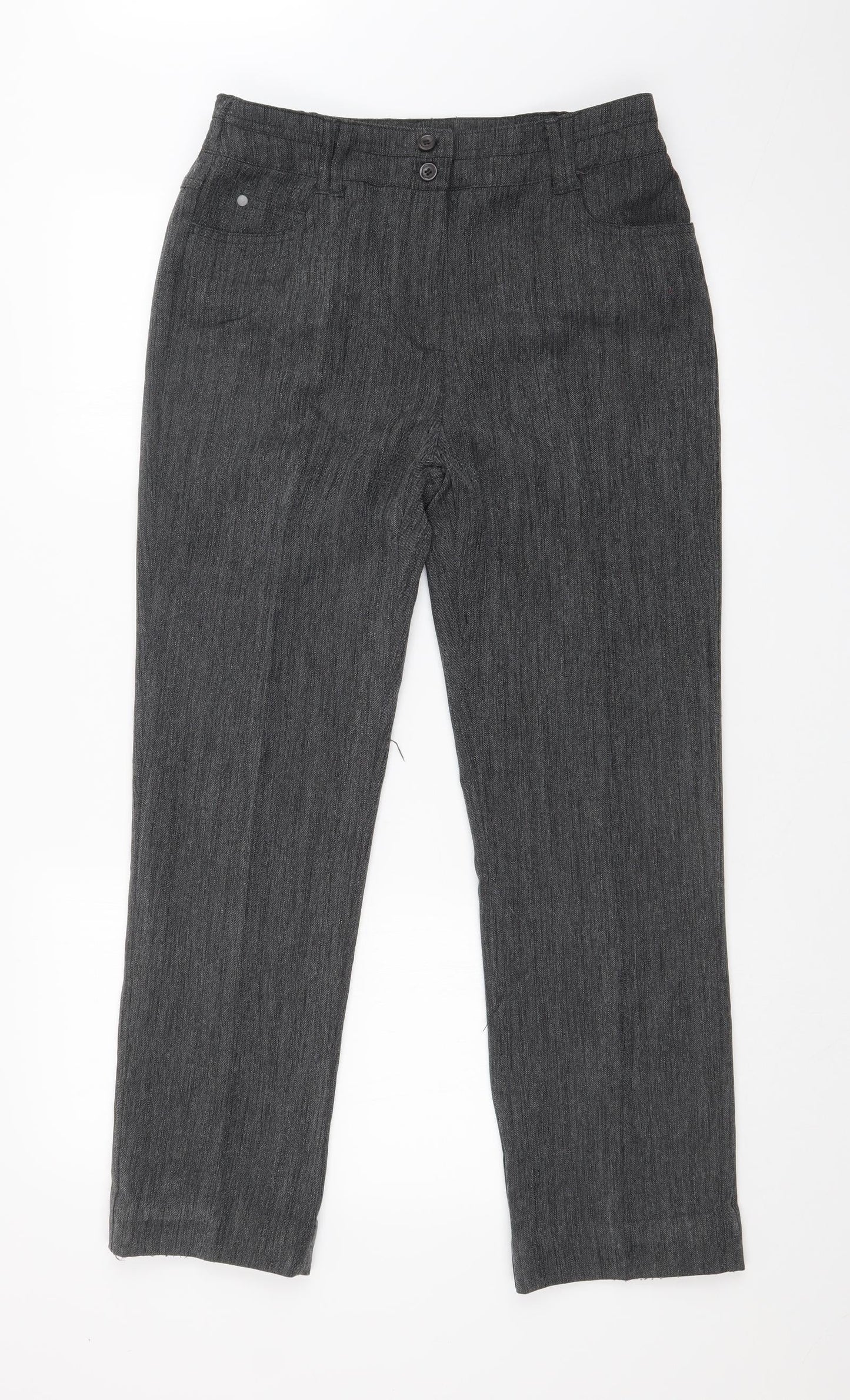 Womens UK Size 12 EWM Regular Fit Dress Pants Grey Trousers