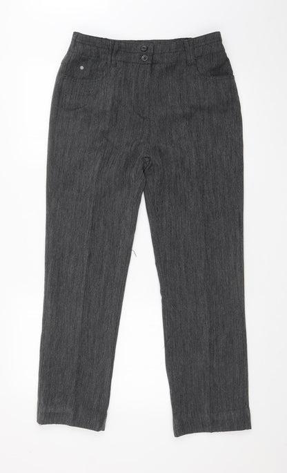 Womens UK Size 12 EWM Regular Fit Dress Pants Grey Trousers