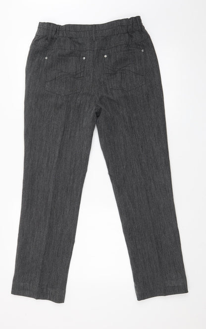 Womens UK Size 12 EWM Regular Fit Dress Pants Grey Trousers