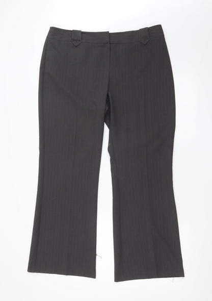 F&F Womens Grey Striped  Trousers  Size 14 L28 in